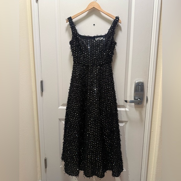 Sonya Moda Valentino Sequin Tweed Midi Dress -Color: Black size S NWT - Picture 3 of 5